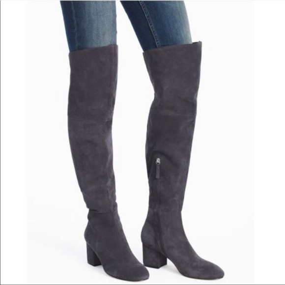 WHBM Zahra Moonwalk Leather suede over the knee grey boot inside zipper size 7.5 - Picture 1 of 14